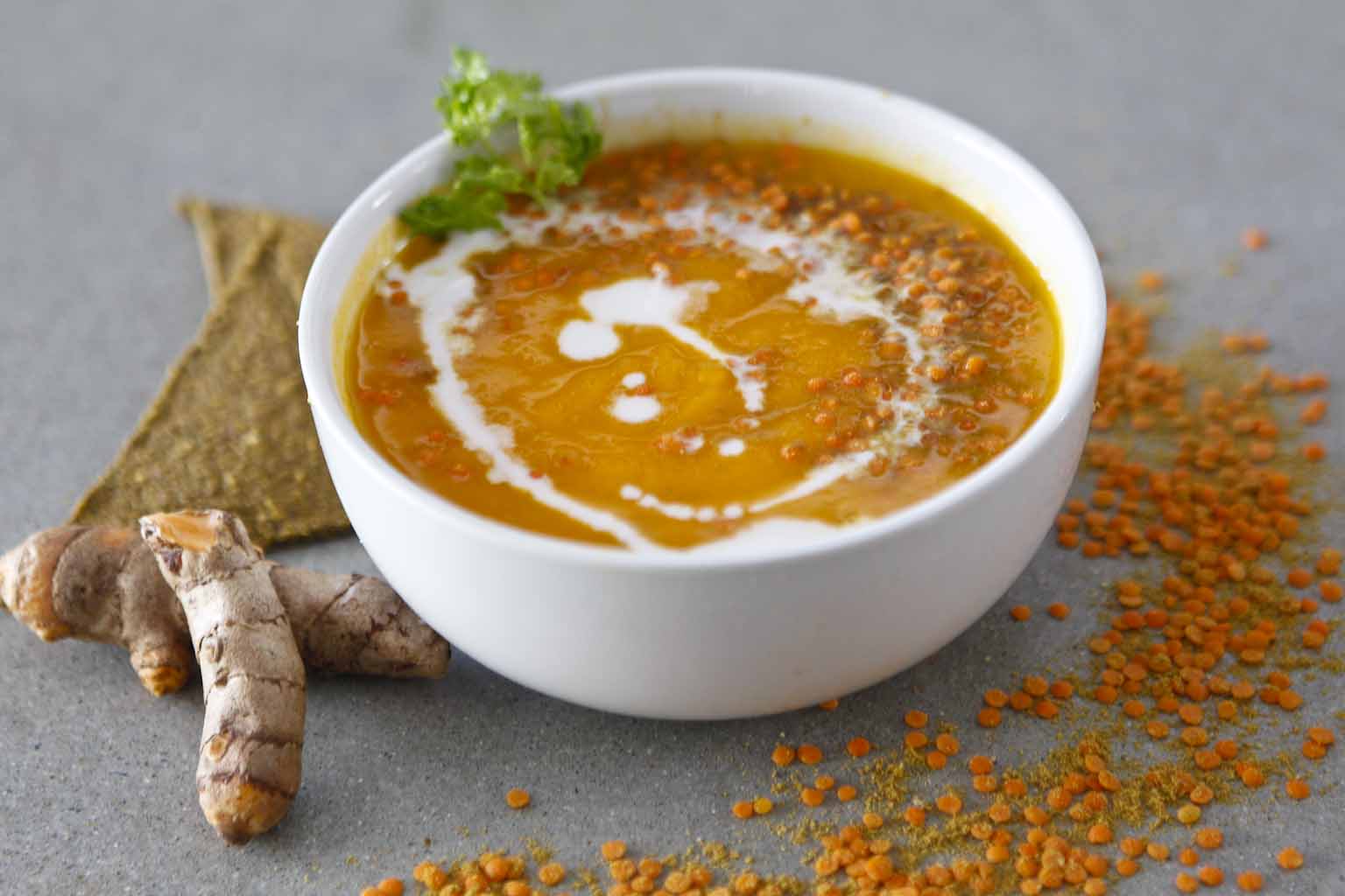 Turmeric, Pumpkin and Lentil Soup